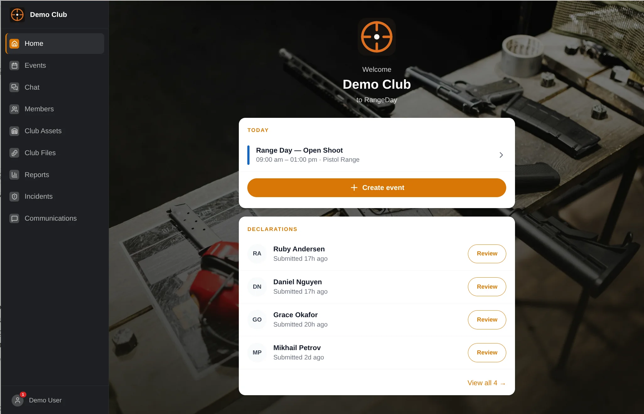 RangeDay home — today at the club